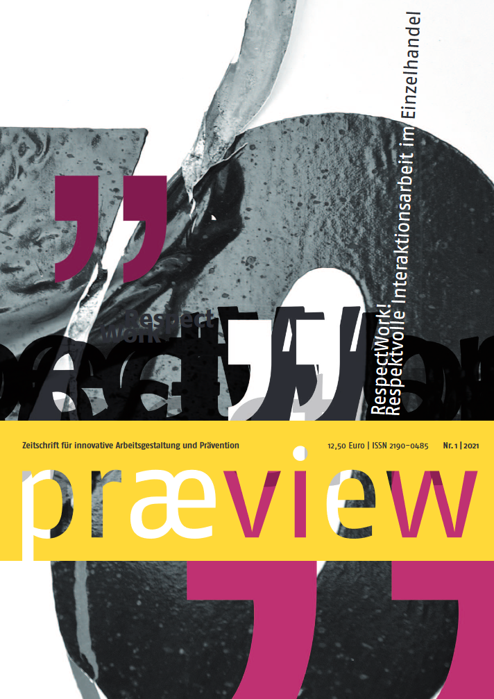 præview – Zeitschrift für innovative Arbeitsgestaltung und Prävention (verweist auf: Neu erschienene Ausgabe der Zeitschrift praeview gewährt vielfältige Einblicke in die Arbeit des Verbundprojektes RespectWork)